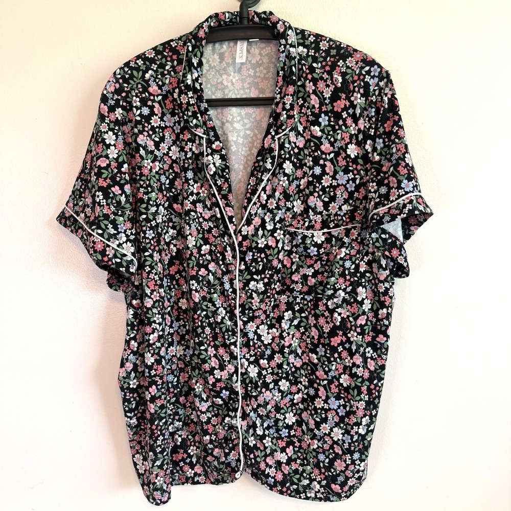 Joyspun Womens Pajamma Set 3X 22W-24W Short Sleeve Floral Soft Cozy Casual